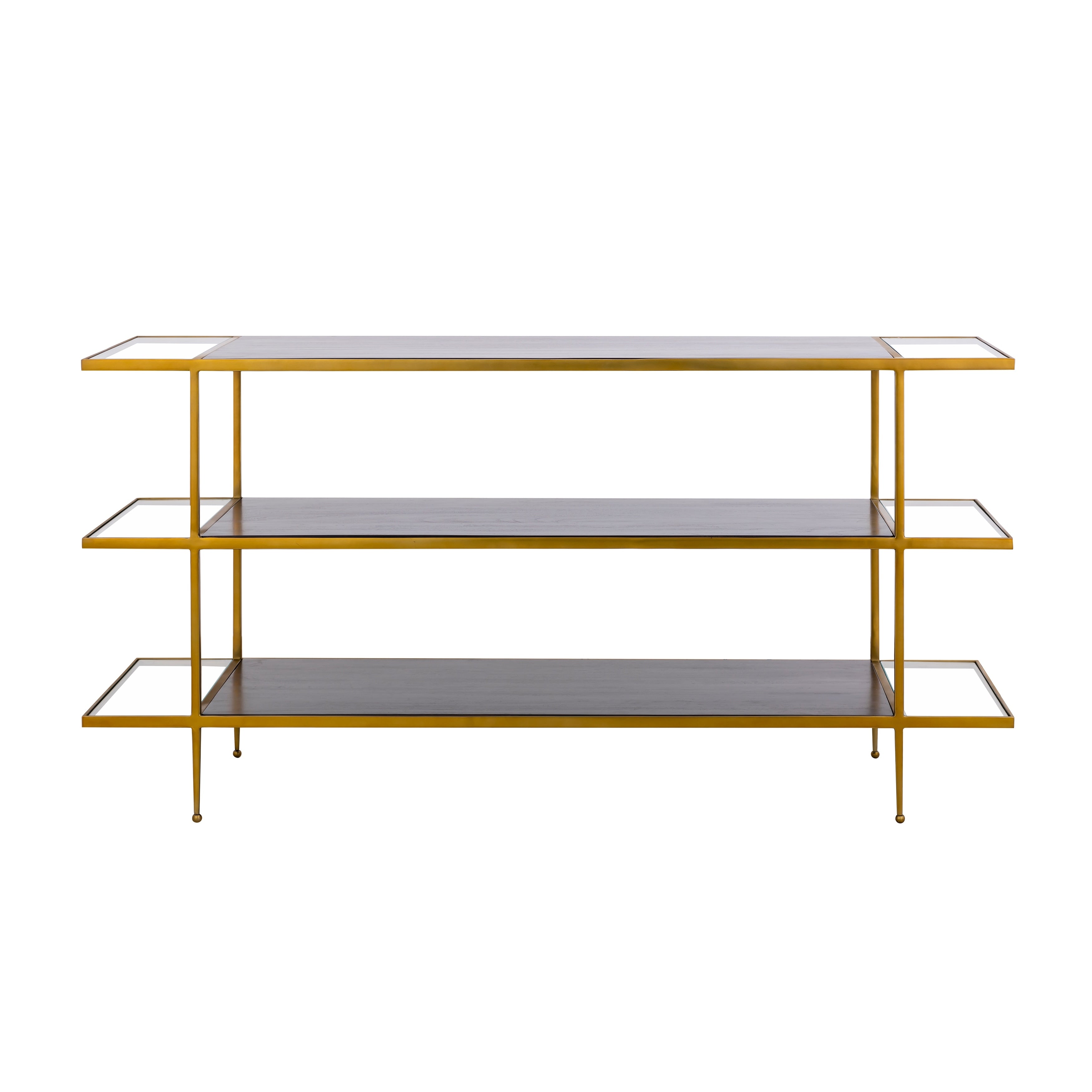 Altas Carrick 3 Tiered Metal And Glass Top Console Table 60 Inch W