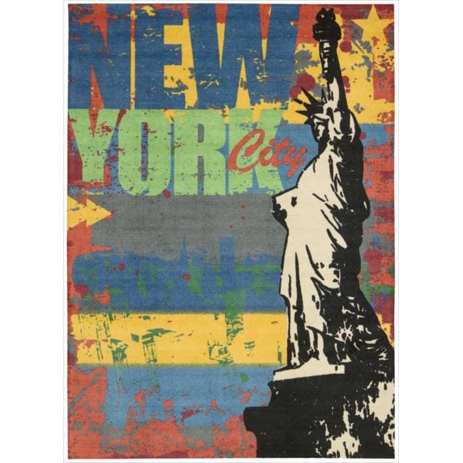 Altered State Psychedelic Skyline Multicolored Rug 5 X 7