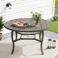 Alulux 61 Round Gray Aluminum Outdoor Dining Table With Umbrella Hole