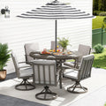Alulux 7 Piece Gray Aluminum Patio Dining Set With 6 Swivel Dining Chairs And Washable Light Gray Cushions
