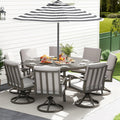Alulux 9 Piece Grey Aluminum Patio Dining Set With 8 Swivel Dining Chairs And Washable Grey Cushions