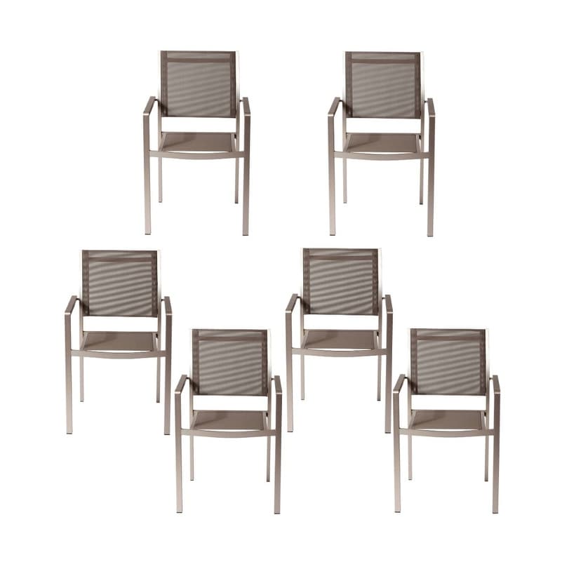 Aluminium Frame Dining Chair Set Of 6 Gray