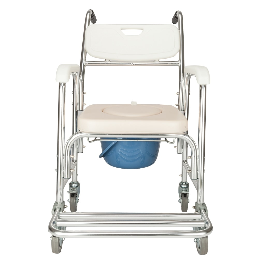 Aluminum Elder People Disabled People Pregnant Women Commode Chair Bath Chair White Beige Cushion