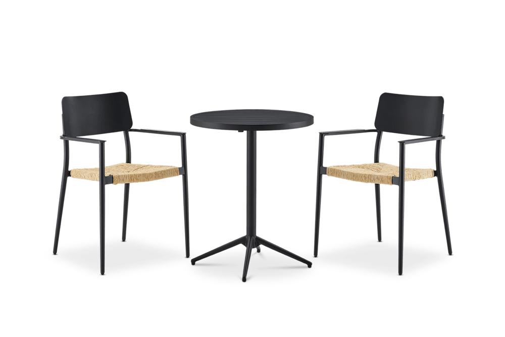 Bistro Round Foldable Table with 2 Newport Chairs Set