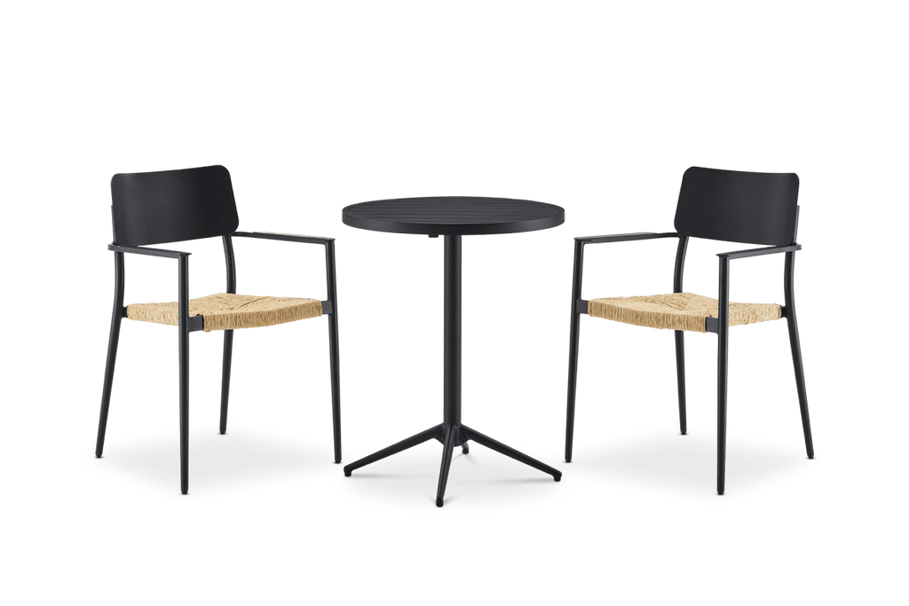Bistro Round Foldable Table with 2 Newport Chairs Set