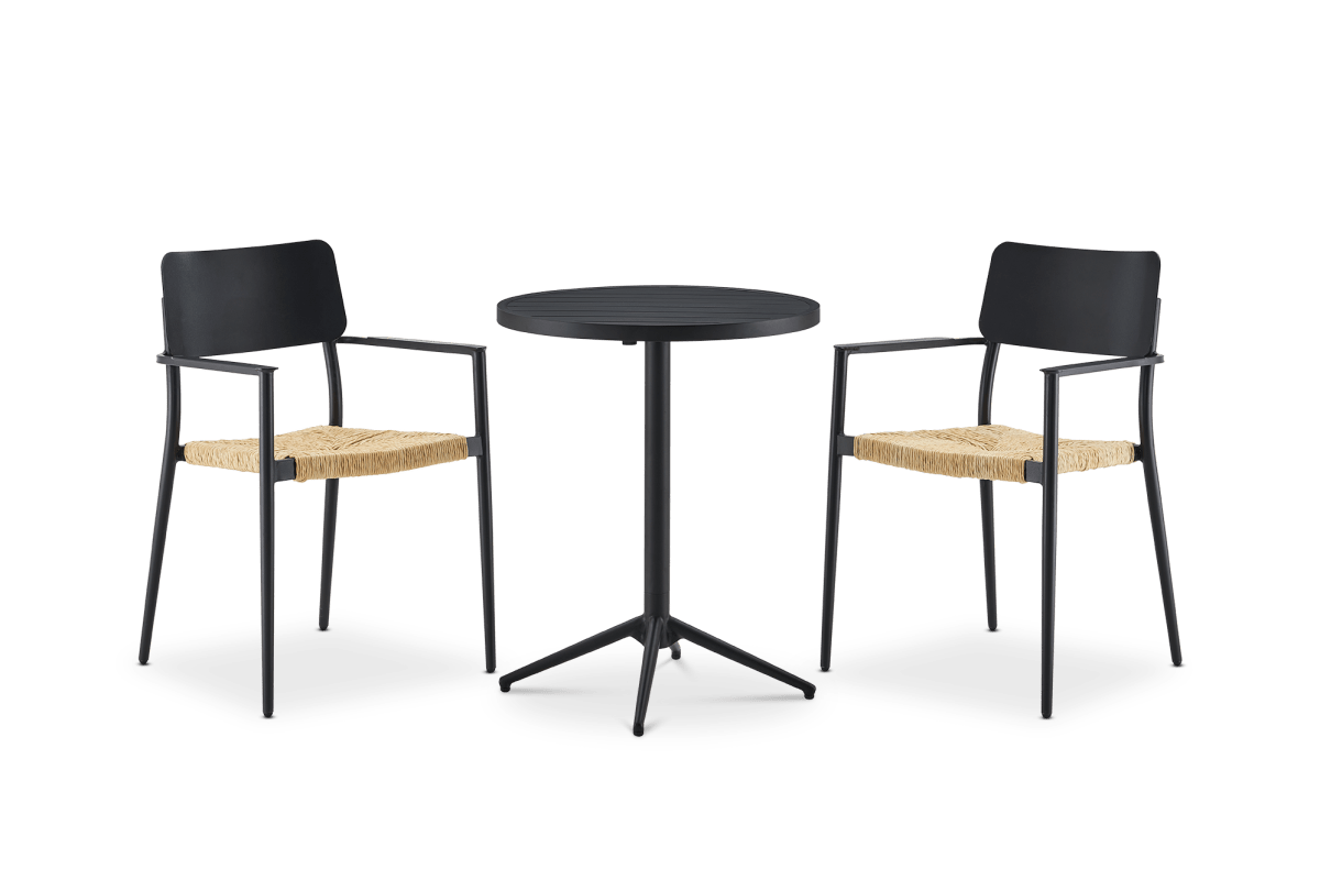 Bistro Round Foldable Table with 2 Newport Chairs Set