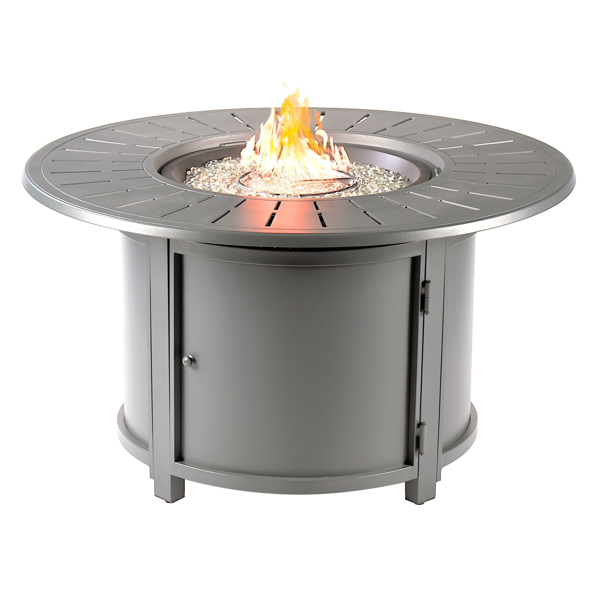 Aluminum Outdoor 44 In. Round Propane Fire Table With Wind Blockers Fire Beads Lid And Fabric Cover In Antique Copper Finish