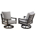 Aluminum Outdoor Deep Seating Swivel Rocking Club Chairs In Antique Copper Finish With Thick Grey Polyester Cushions Set Of 2