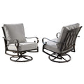 Aluminum Outdoor Deep Seating Swivel Rocking Club Chairs In Antique Copper Finish With Thick Grey Polyester Cushions Set Of 2