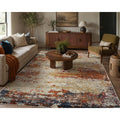 Allure Classic Abstract Burnt Orange Blue Area Rug