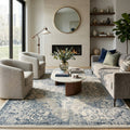 Allure Classic Medallion Sea Blue Area Rug