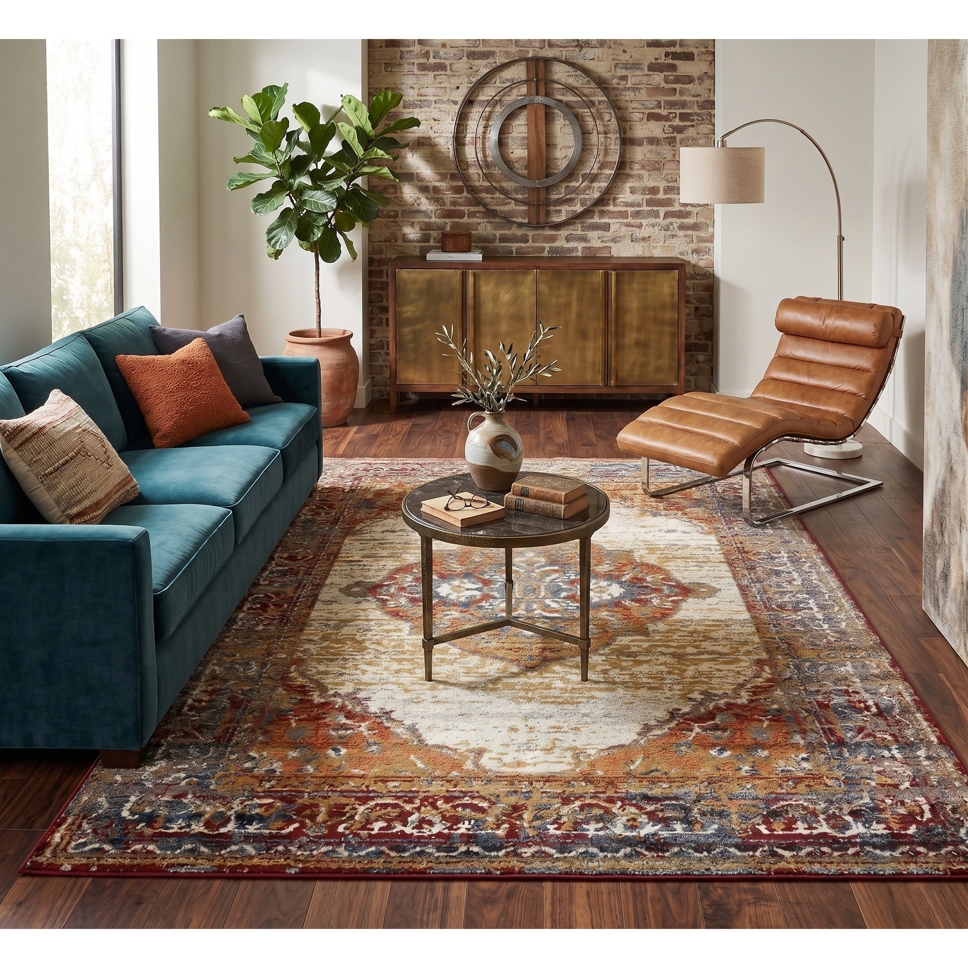Allure Classic Medallion Red Brown Area Rug