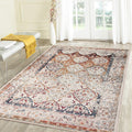 Allure Classic Bordered Ivory Orange Area Rug