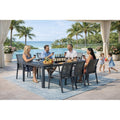 Alva Dark Grey 7 Piece Aluminum Outdoor Dining Set With Sling Set In Pewter N A