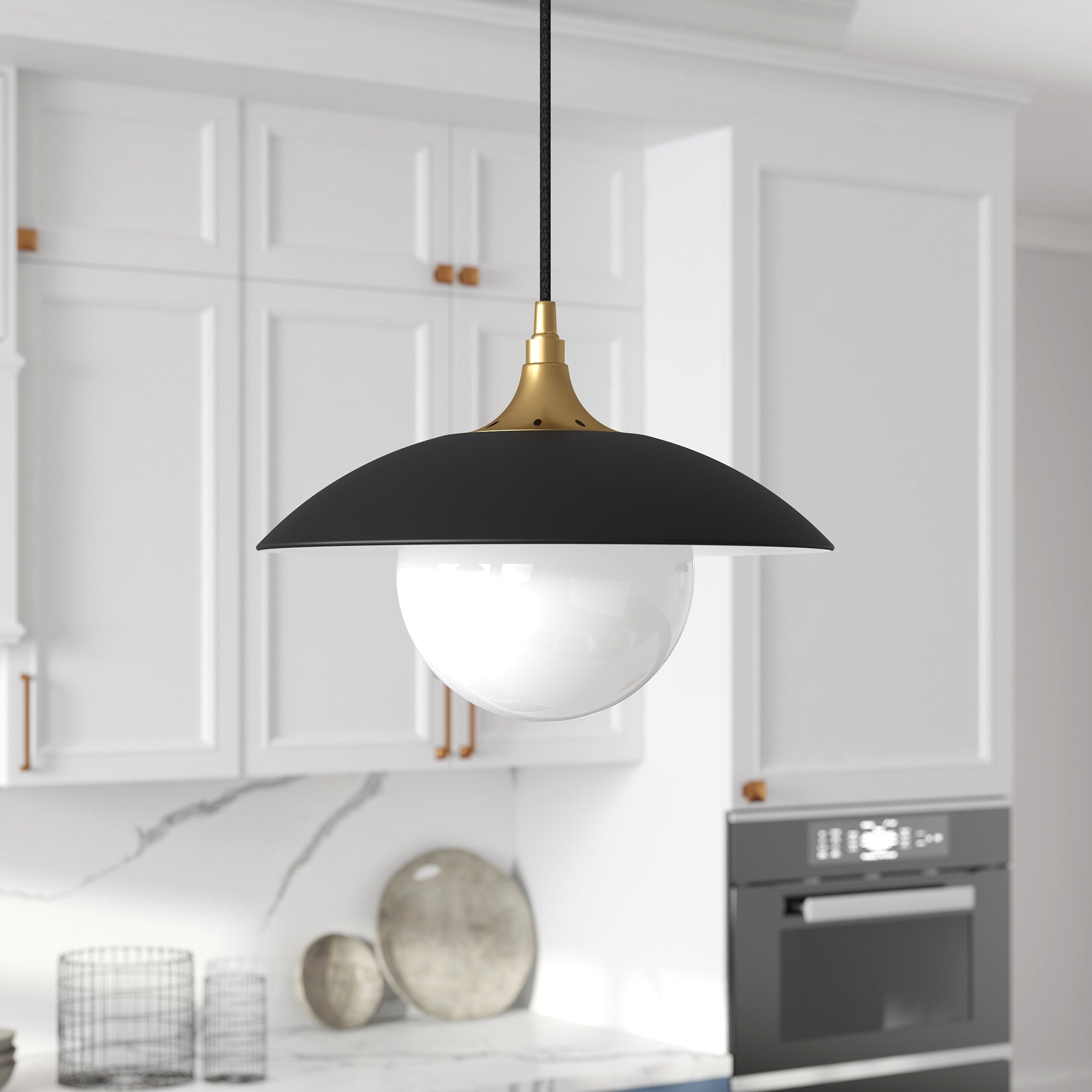 Alvia Industrial Glam Pendant In Black And Gold
