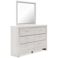 Aly 2Pc Dresser And Mirror Set 6 Drawers W Chrome Handles White