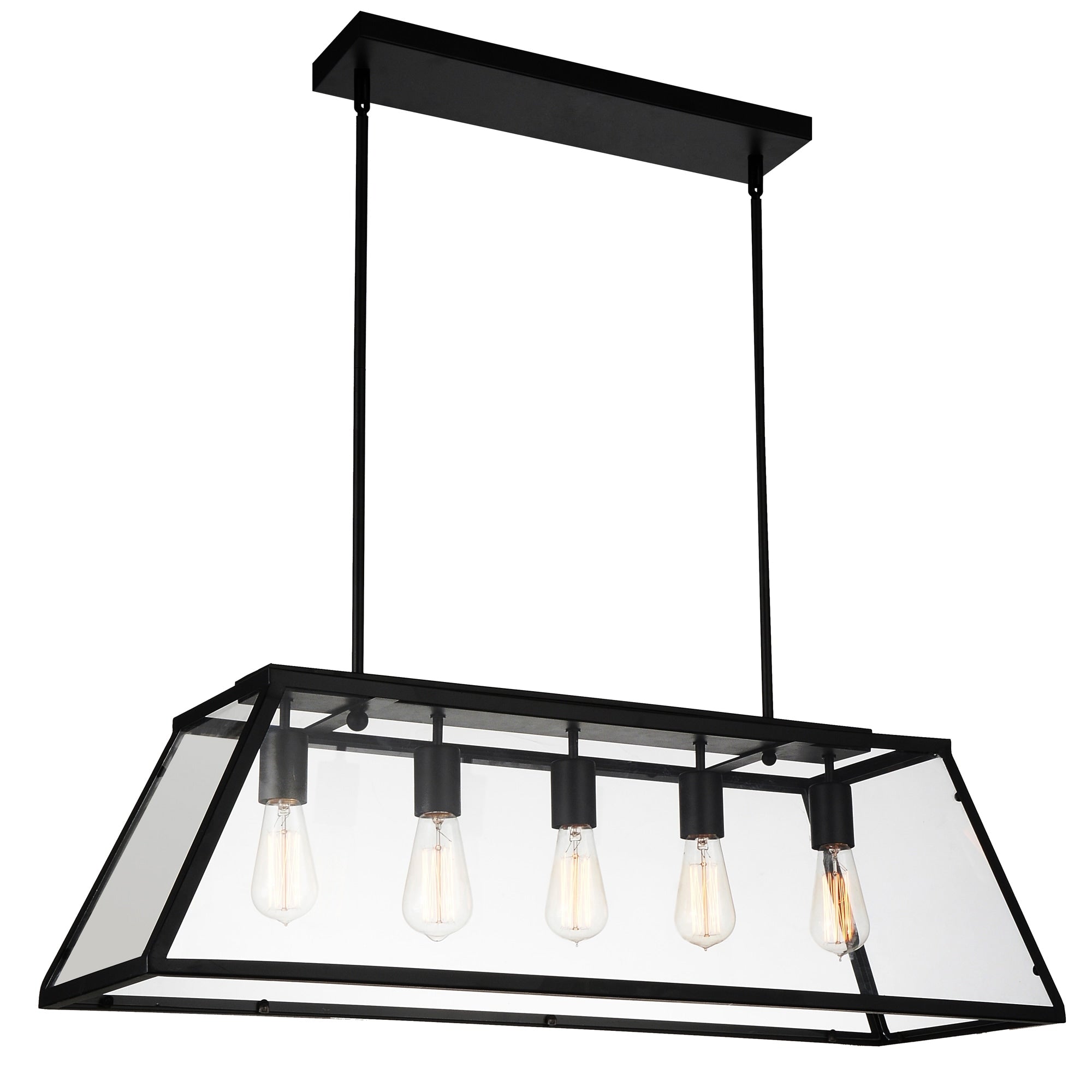 5 Light Chandelier With Black Finish