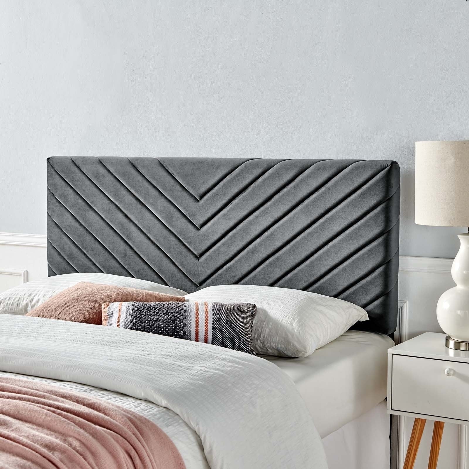 Silver Orchid Blane Tufted Velvet Full Queen Headboard