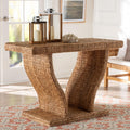 Alyssa Seagrass Console Table Handwoven Display Table With Sculptural Frame For Entryway Hallway Or Living Room