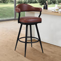 Amador Barstool In A Black Powder Coated Finish And Vintage Coffee Faux Leather