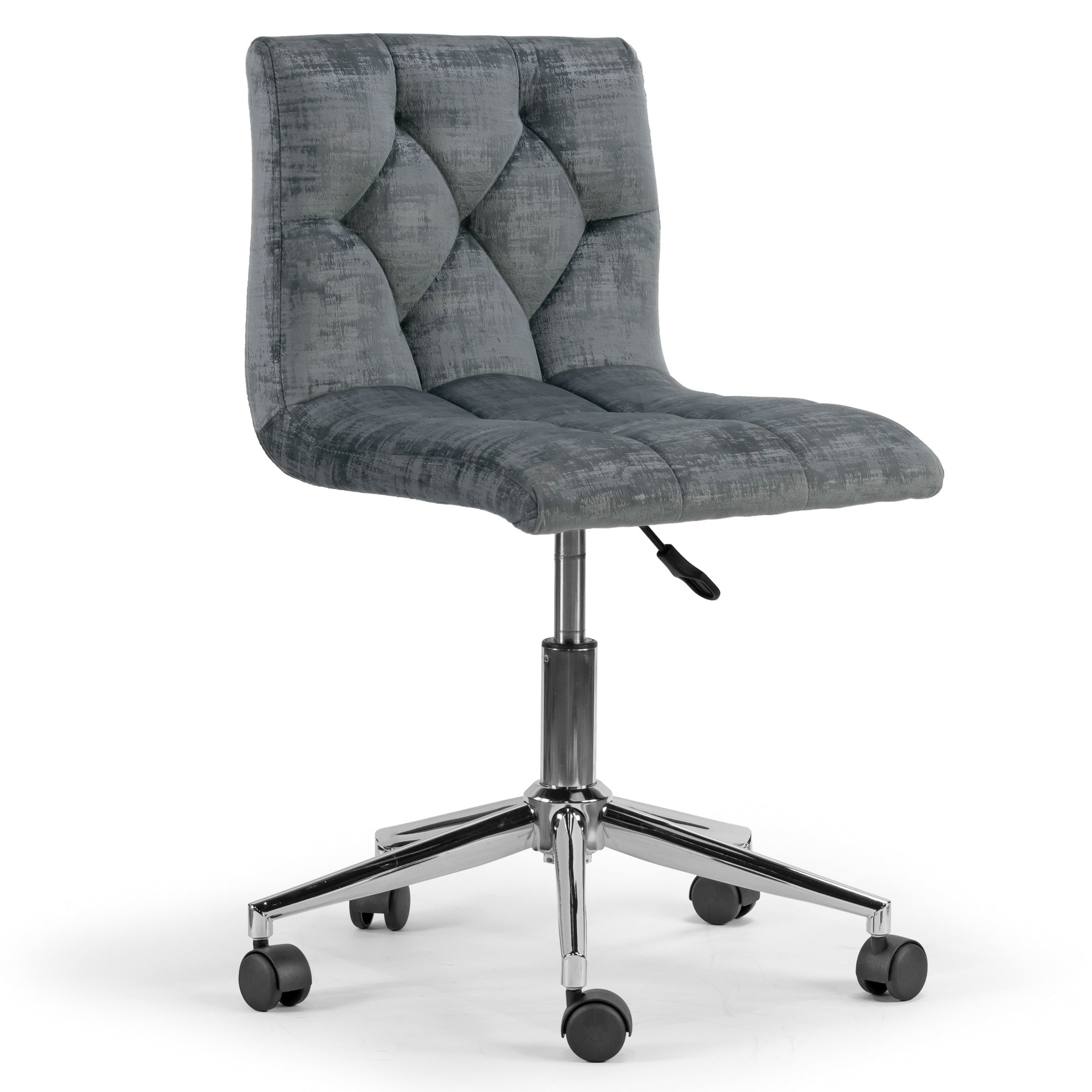 Amali Grey Velvet Adjustable Height Swivel Office Chair W Wheel Base