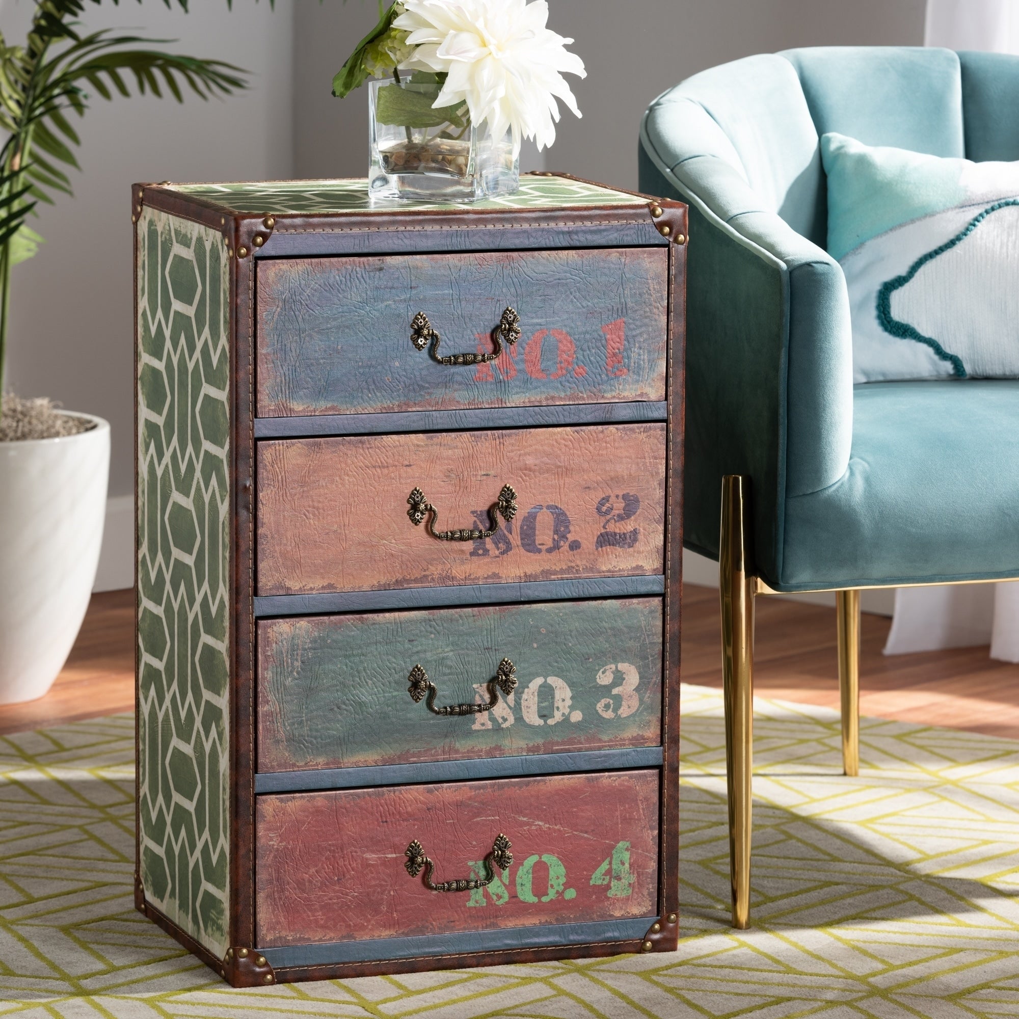 The Curated Nomad Encline Vintage Rustic 4 Drawer Accent Storage Chest