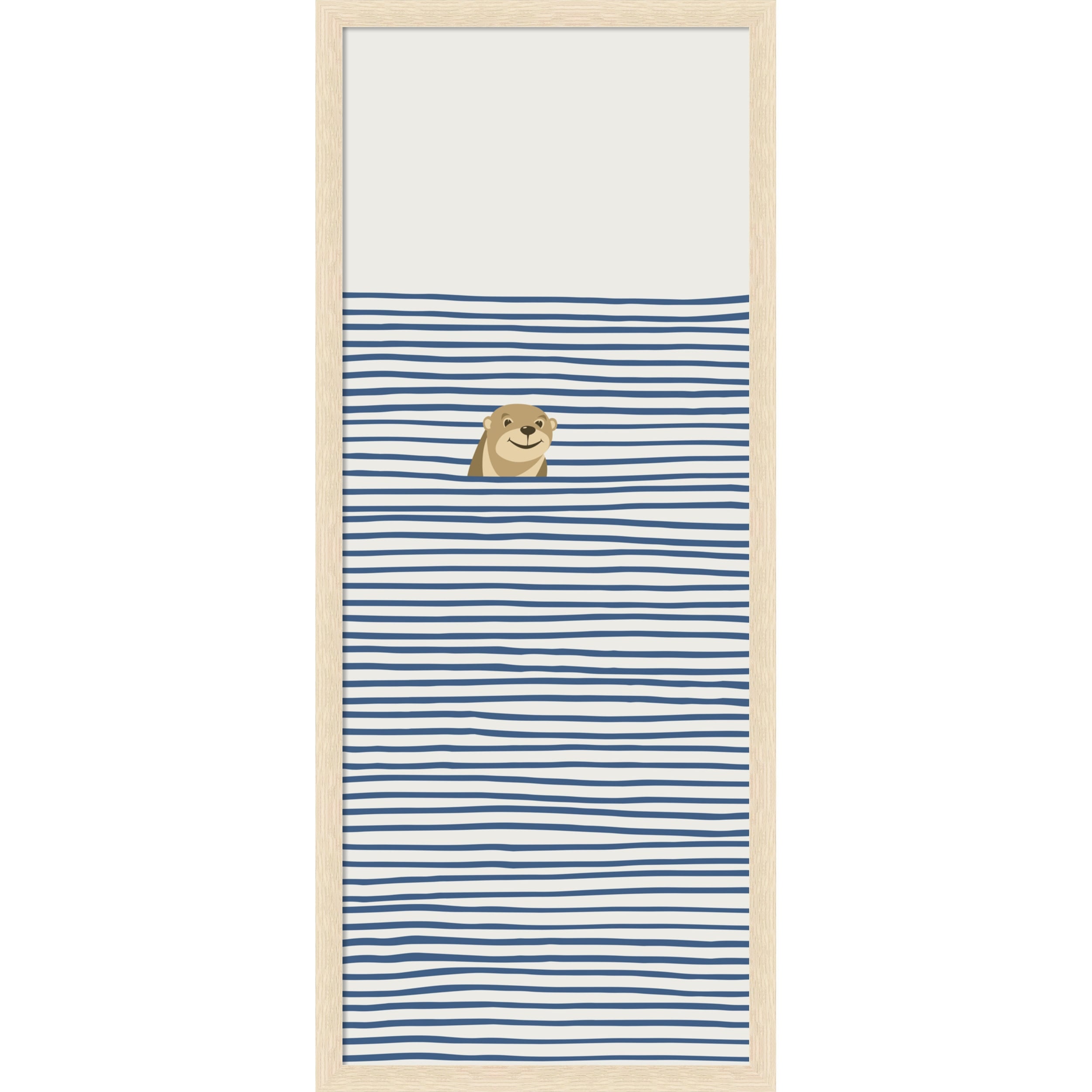 Amanti Art 18 X 42 Framed Fabric Pinboard Otter In The Waves By Little Dean Printed Bulletin Board Board Size 16 X 40