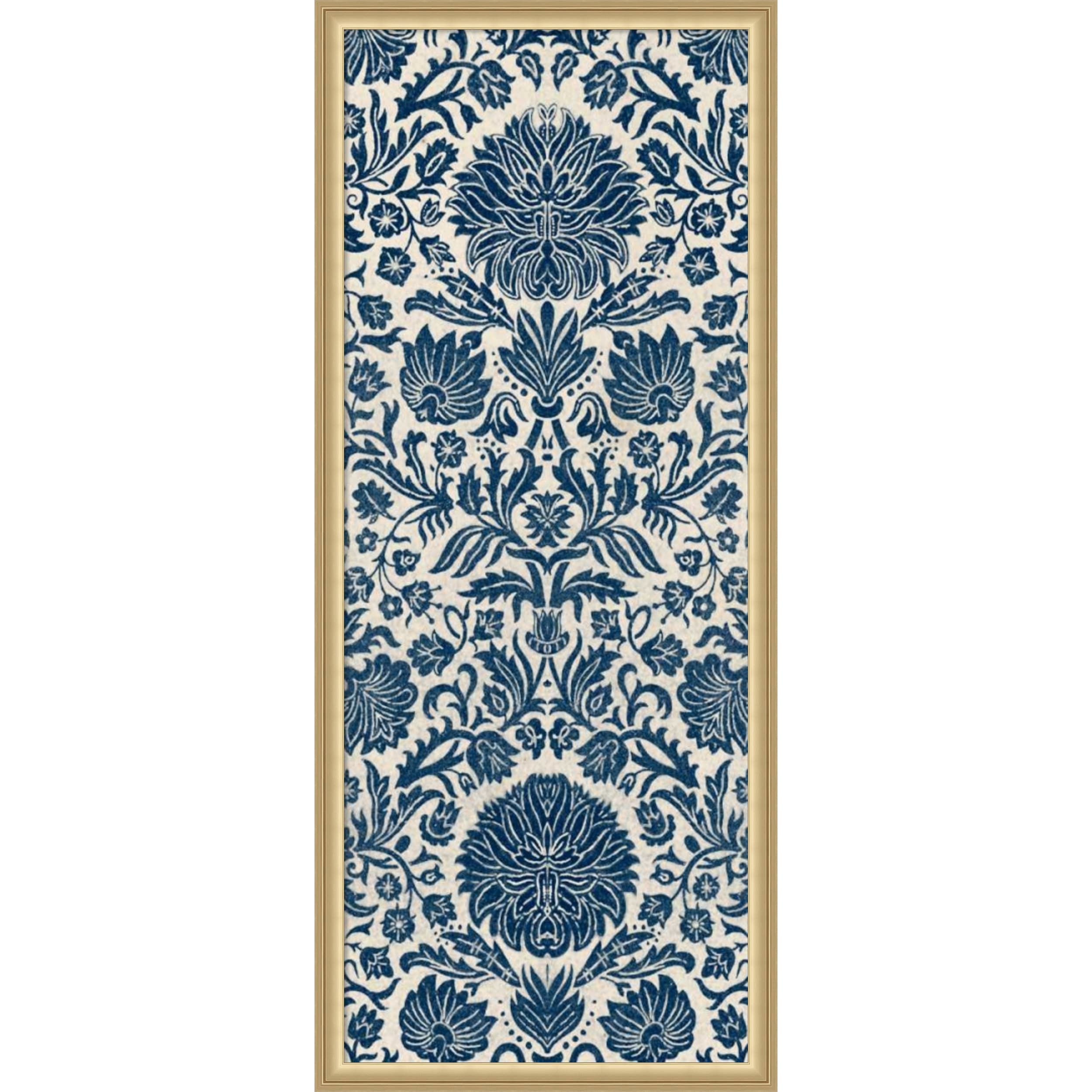 Amanti Art Framed Fabric Pinboard Baroque Tapestry In Navy I By Vision Studio Printed Bulletin Board Board Size 16 X 40