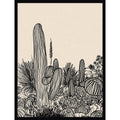Amanti Art Framed Fabric Pinboard Cactus Drawing I By Walker Noble Printed Bulletin Board Board Size 24 X 32