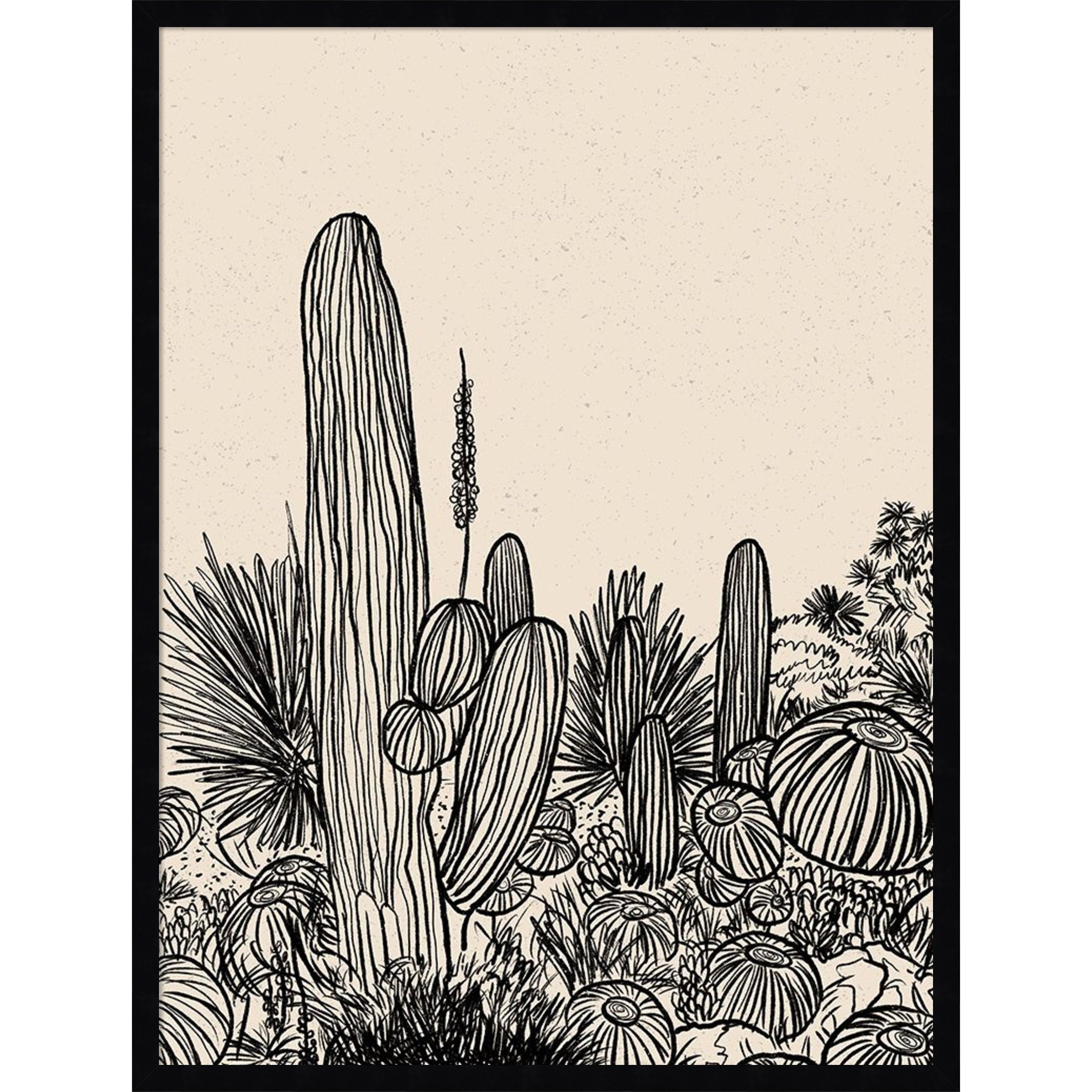 Amanti Art Framed Fabric Pinboard Cactus Drawing I By Walker Noble Printed Bulletin Board Board Size 24 X 32