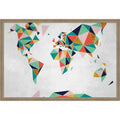 Amanti Art Framed Fabric Pinboard Geometric World Map By Inner Circle Printed Bulletin Board Board Size 36 X 24