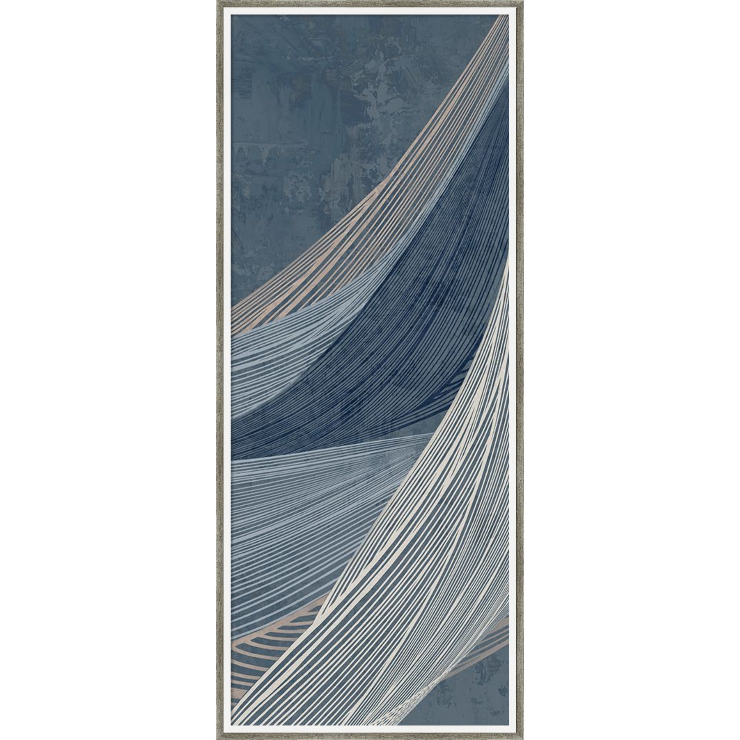 Amanti Art Framed Fabric Pinboard Indigo Threads I By Pi Studio Printed Bulletin Board Board Size 16 X 40