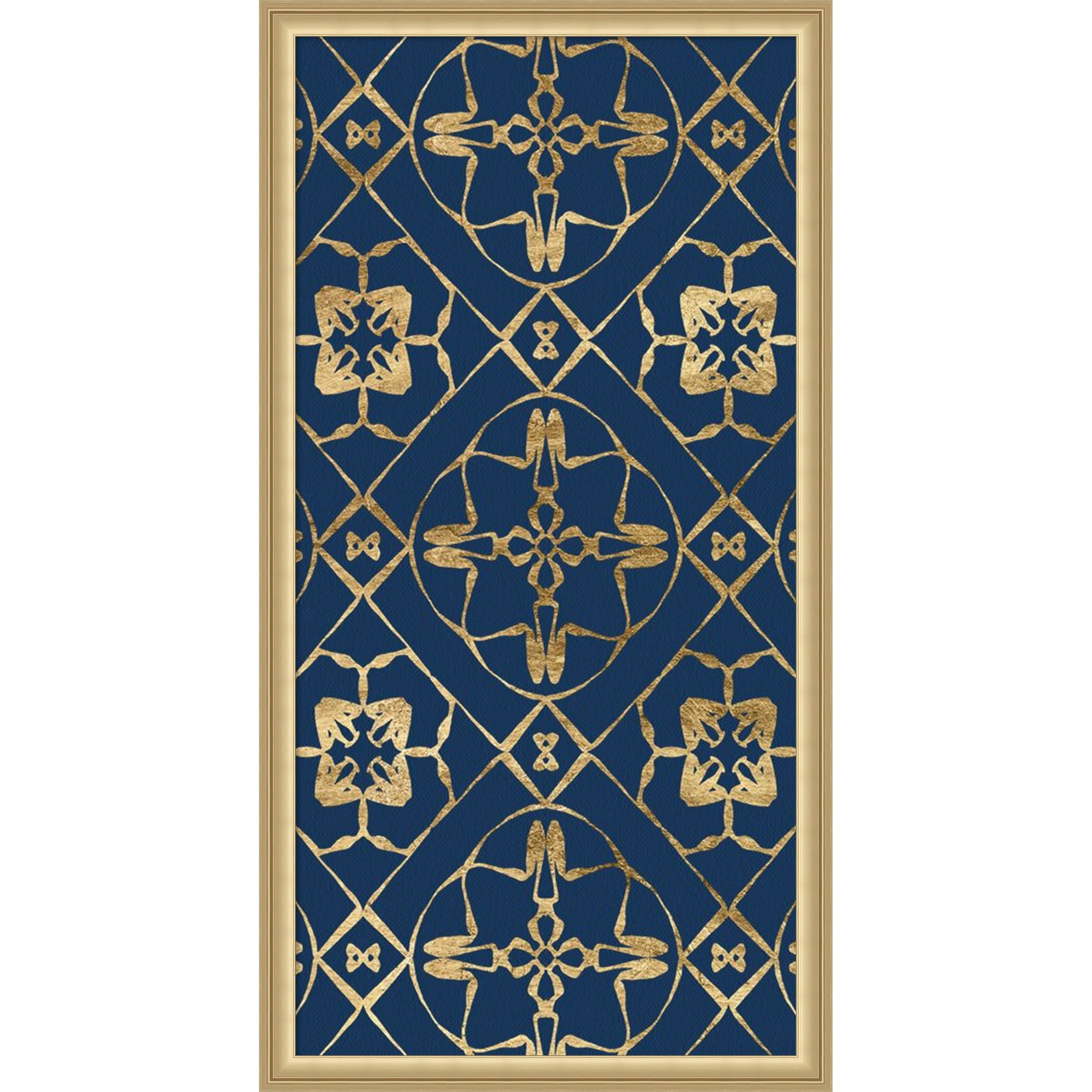 Amanti Art Framed Fabric Pinboard Motif On Blue Xiii By Alonzo Saunders Printed Bulletin Board Board Size 16 X 32