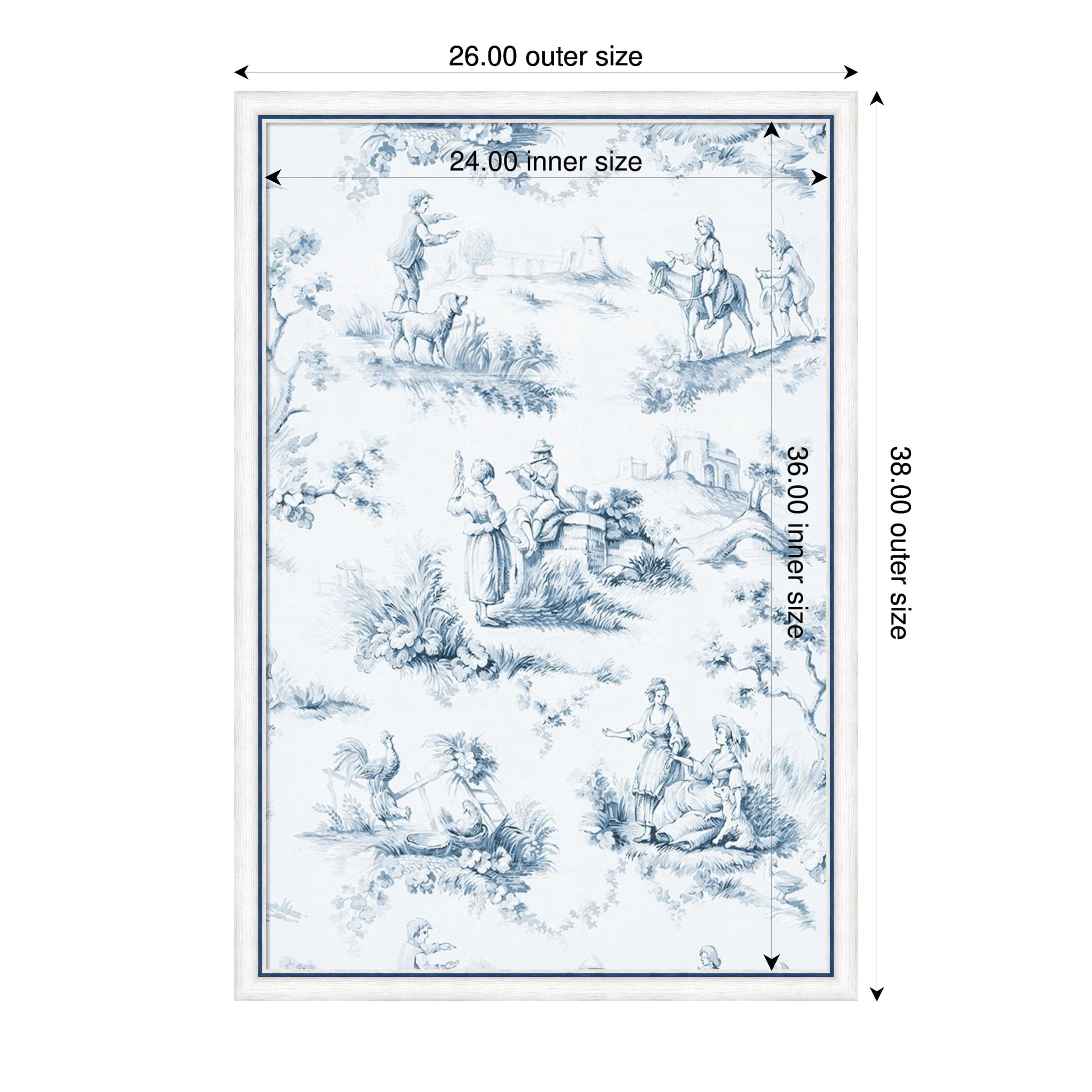 Amanti Art Framed Fabric Pinboard Toile Design In Blue By Baxter Mill Archive Printed Bulletin Board