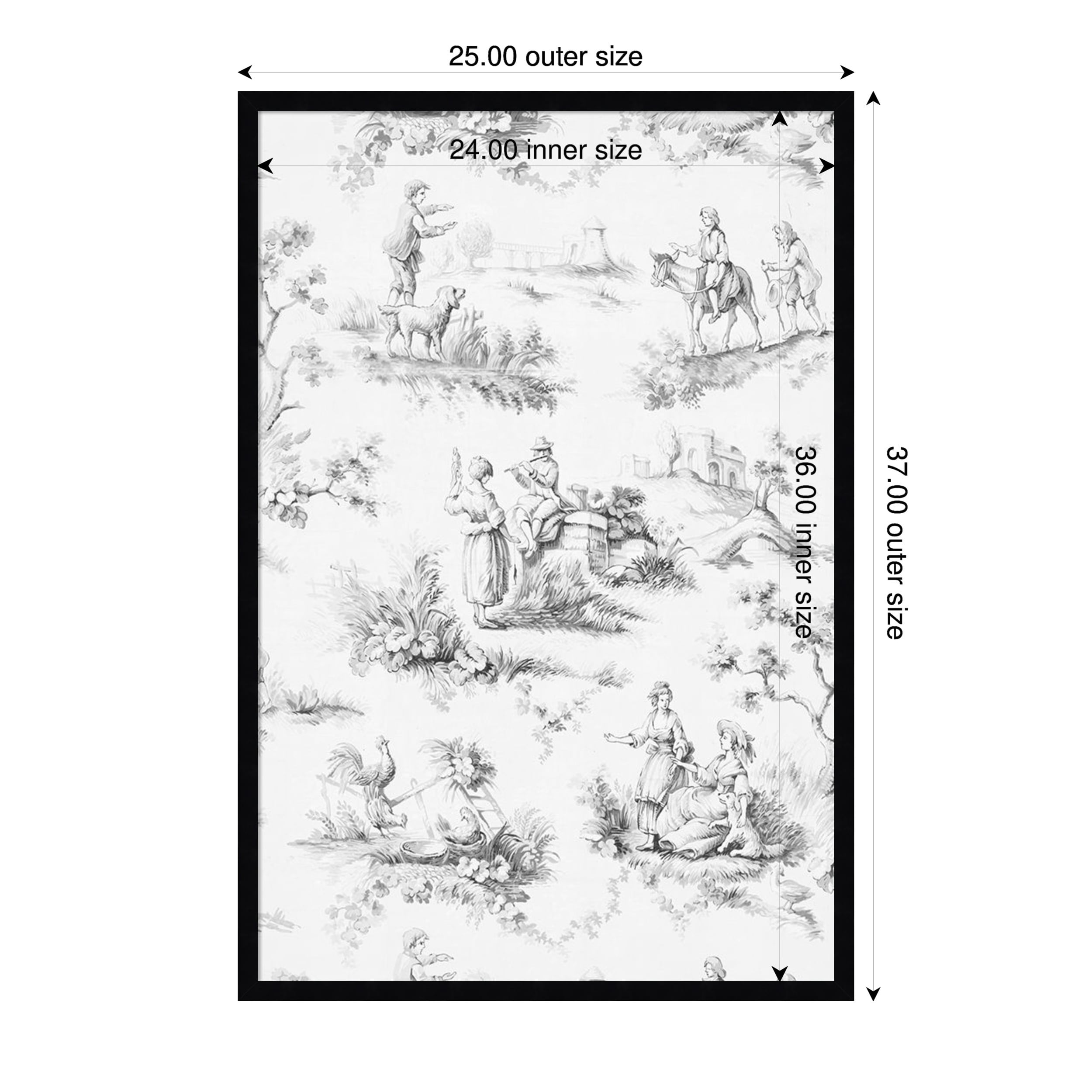Amanti Art Framed Fabric Pinboard Toile Design In Grey By Baxter Mill Archive Printed Bulletin Board