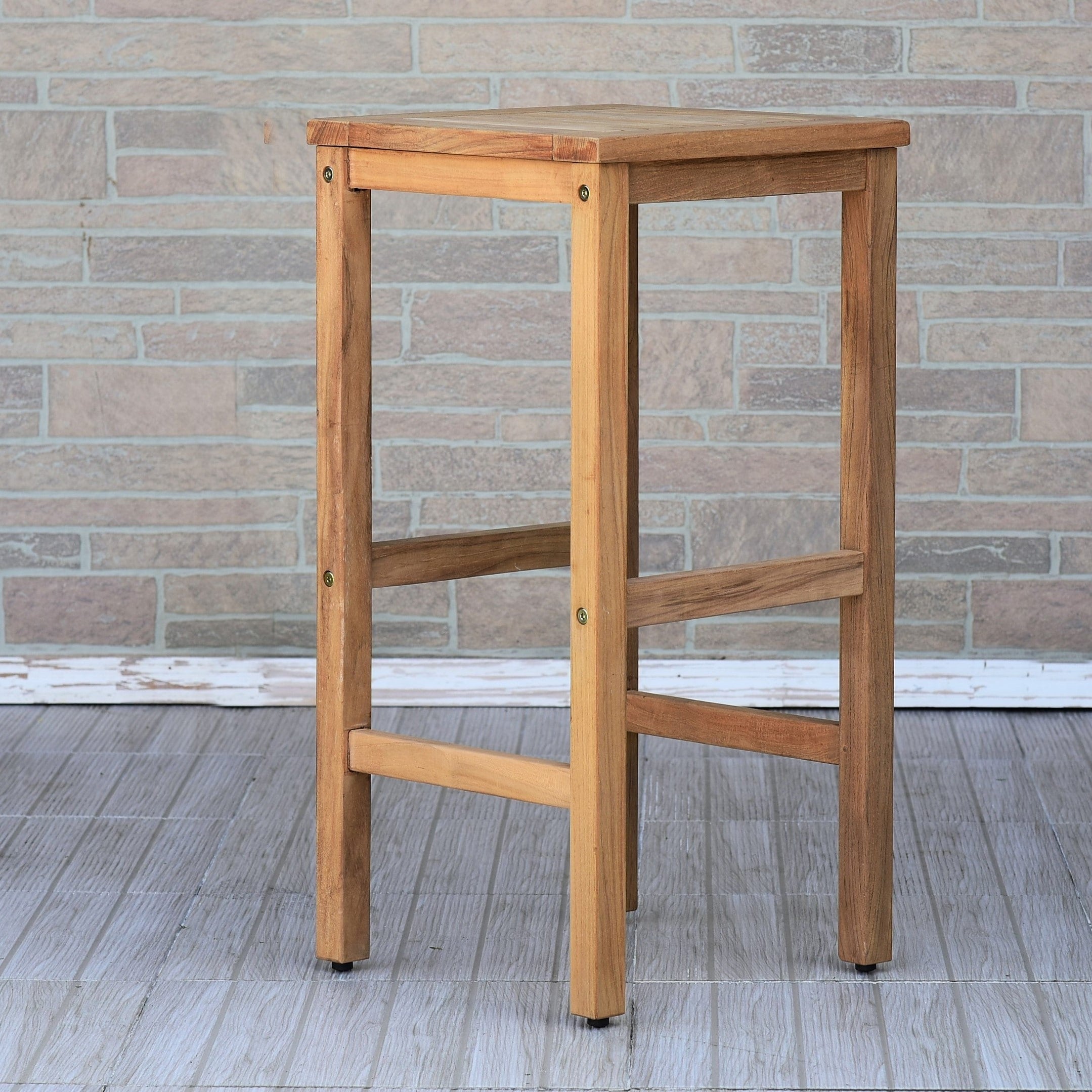 Havenside Home Tottenville Teak Backless Patio Barstool