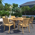 Havenside Home Gonilla 7 Piece Teak Finish Patio Dining Set With Lazy Susan