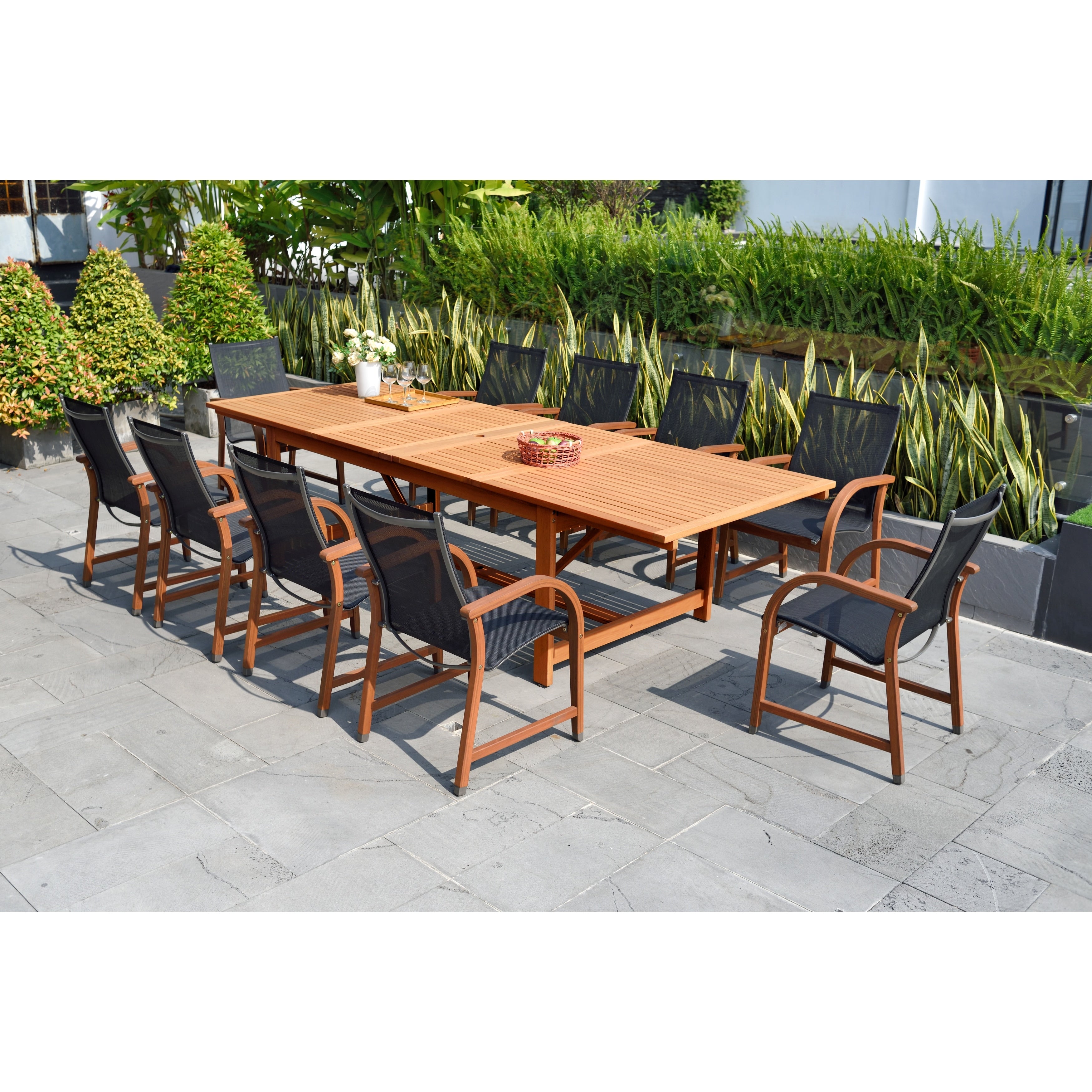 Amazonia Allyson 11 Piece Eucalyptus Wood Dining Set