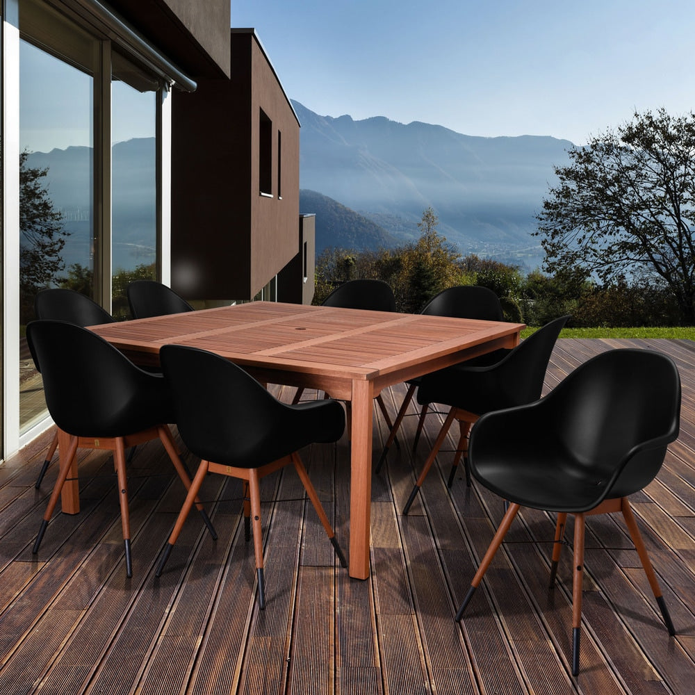 Amazonia Anastasia 9 Piece Black Square Patio Dining Set