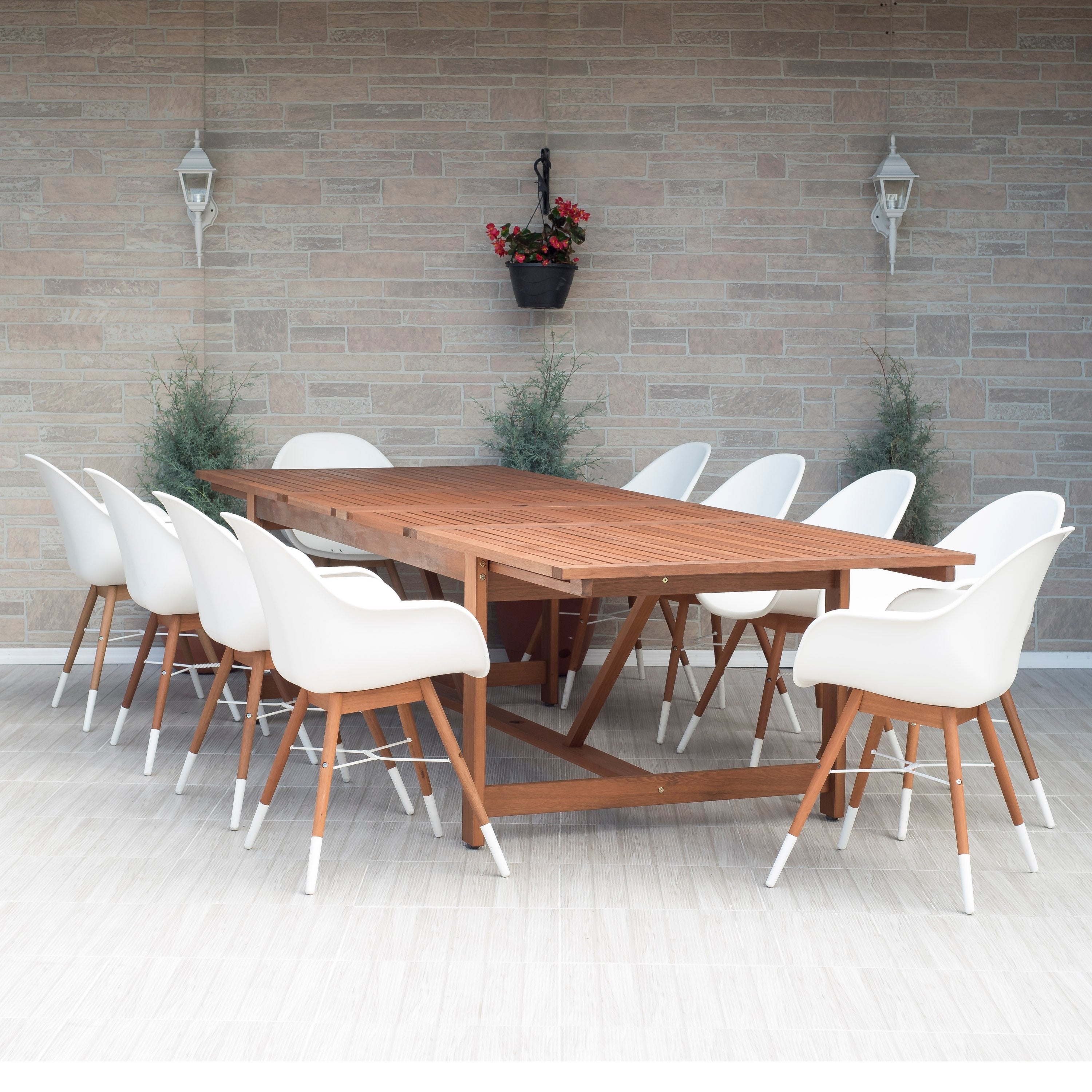 Amazonia Bonita White 11 Piece Extendable Rectangular Patio Dining Set