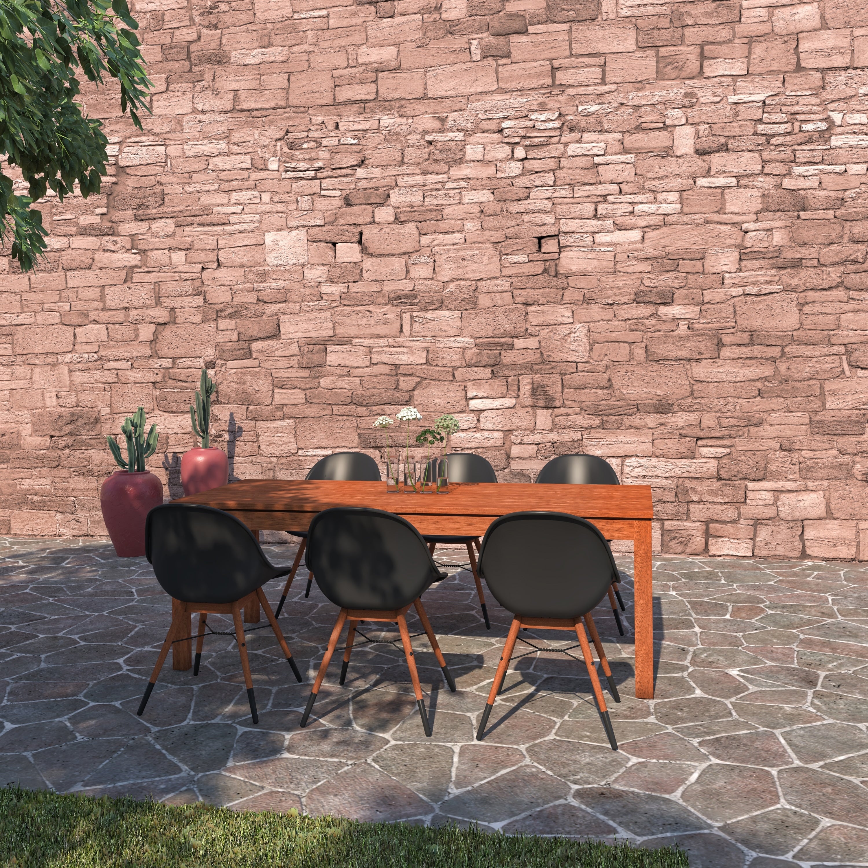 Amazonia Bonita White 7 Piece Rectangular Sidechair Patio Dining Set