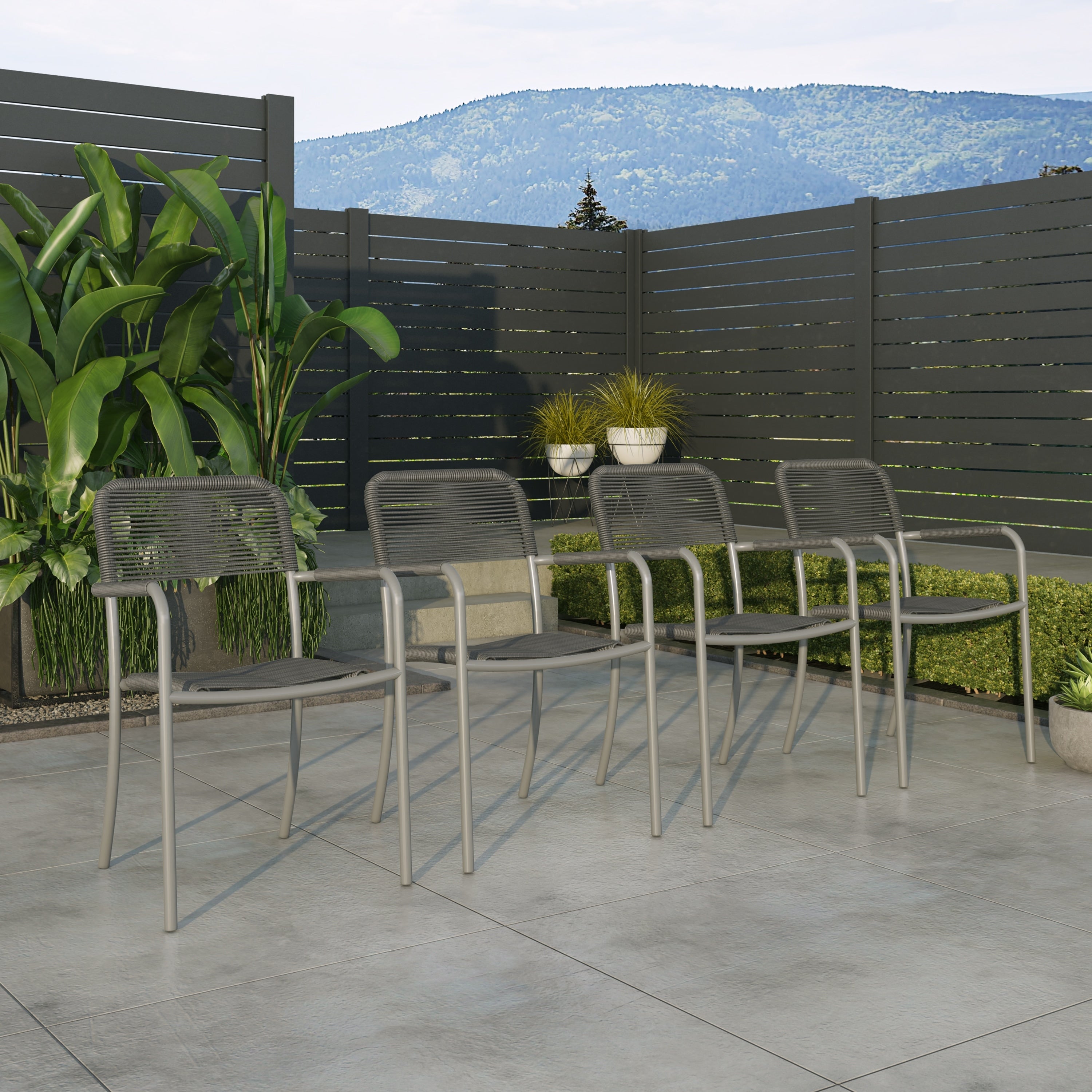 Atlantic Curry Black Aluminum Patio Dining Chairs Set Of 4