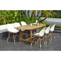 Amazonia Teak Bonita White 7 Piece Extendable Oval Sidechair Patio Dining Set Teak Finish