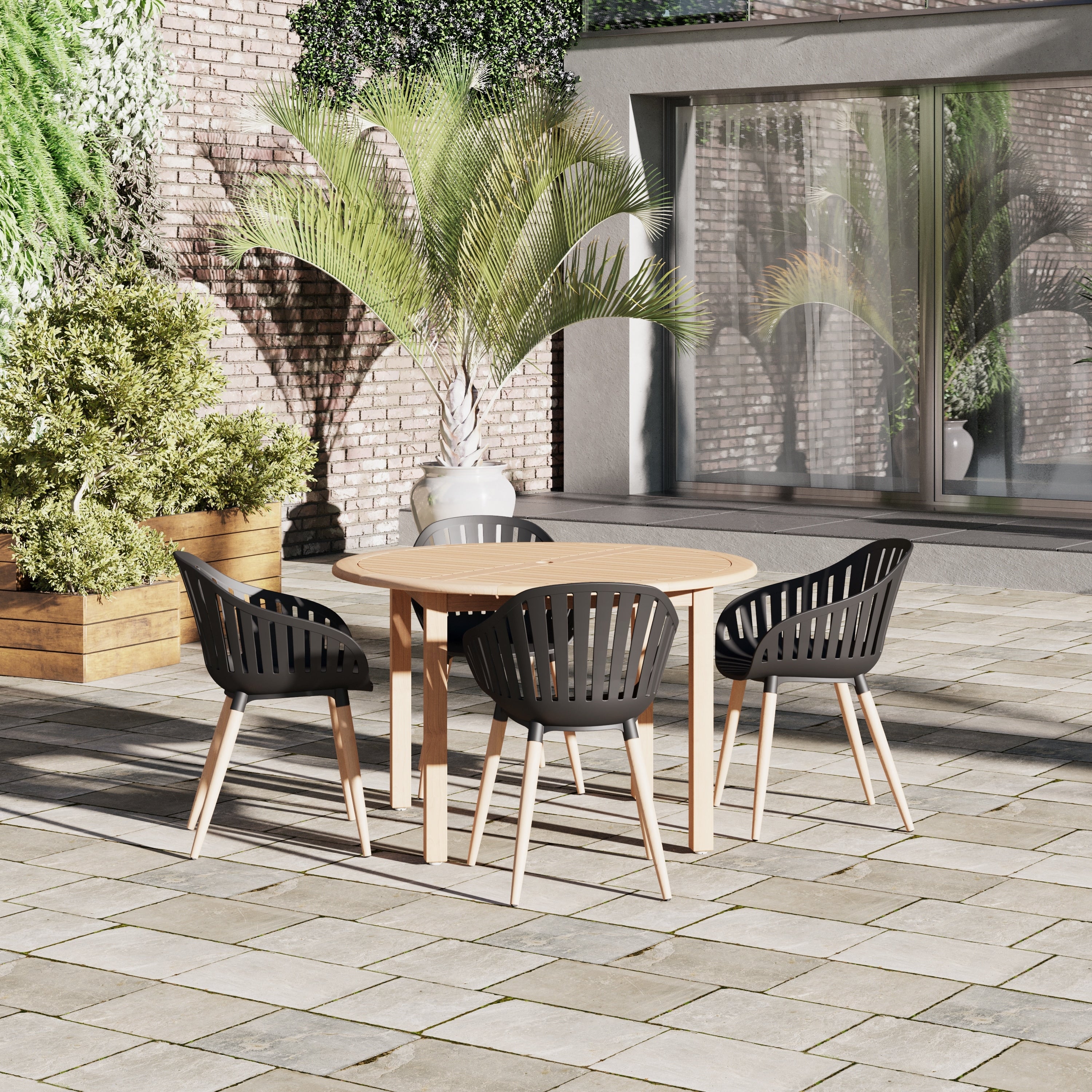Amazonia Glenrock 5 Piece Eucalyptus Wood Outdoor Rectangular Dining Table Set