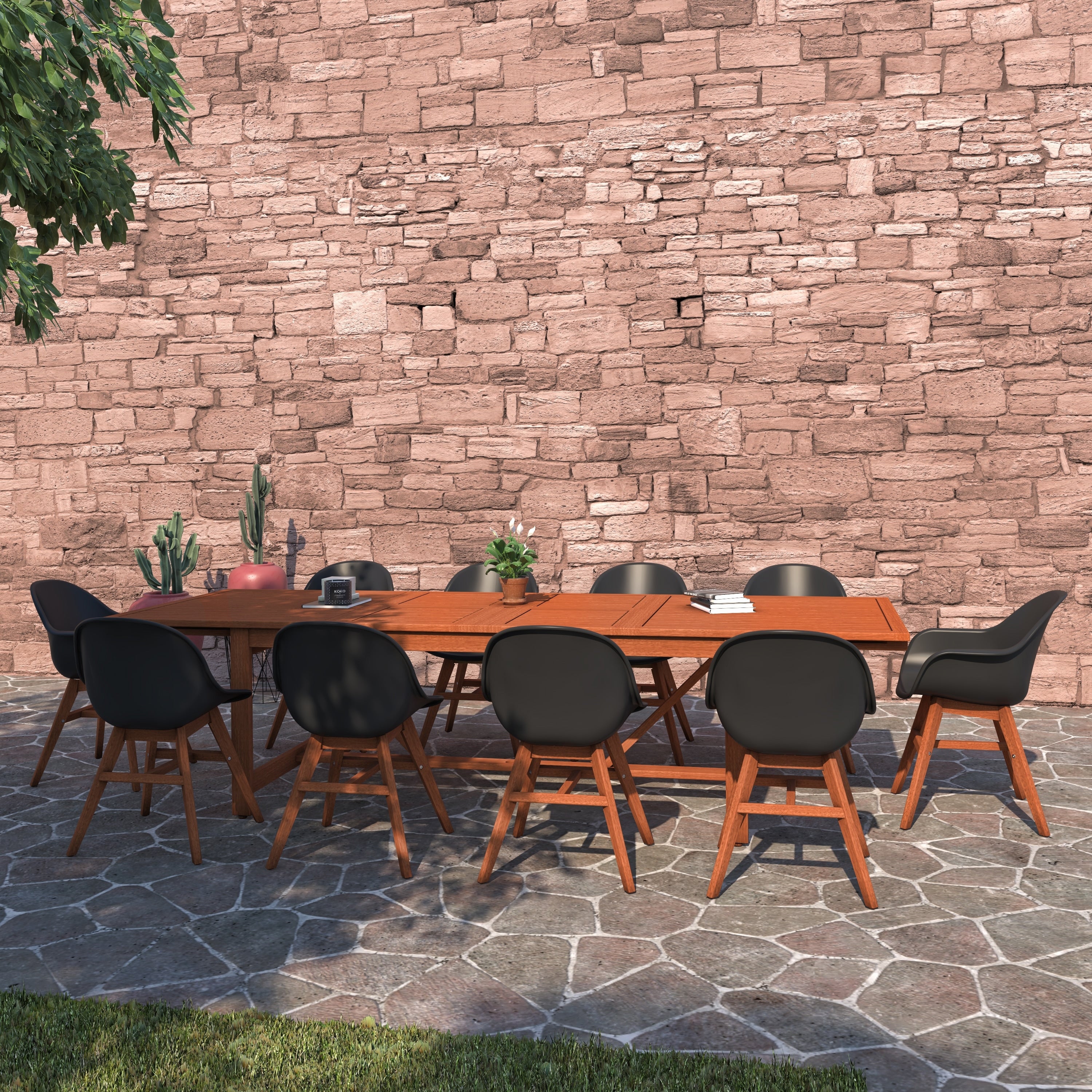 Amazonia Hawaii White 11 Piece Extendable Rectangular Patio Dining Set