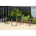 Amazonia Karoni Patio Sling Black Chairs With Teak Finish Set Of 4.