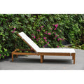 Amazonia Katia Eucalyptus Teak Finish Outdoor Chaise Lounger With Grey Cushion N A