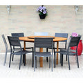 Havenside Home Gonilla 9 Piece Teak Finish Table Dining Set With Lazy Susan