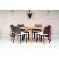 Havenside Home Gonilla 7 Piece Lazy Susan Wood Dining Set With Wicker Chairs