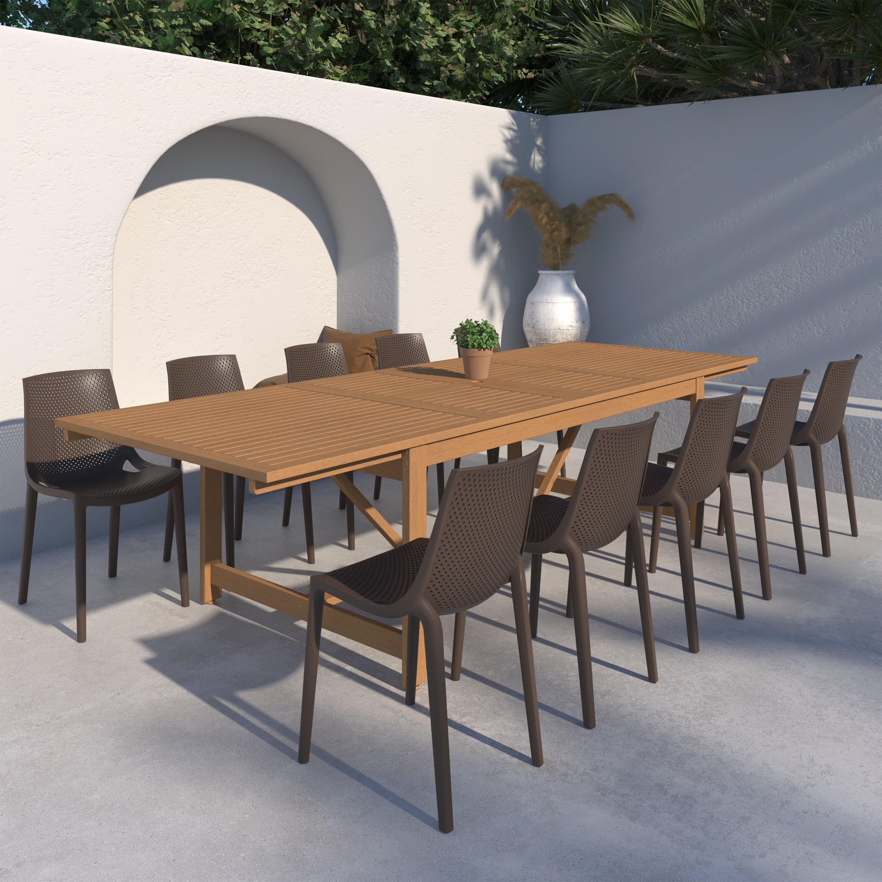 Havenside Home Perce White 11 Piece Rectangular Side Chair Patio Dining Set